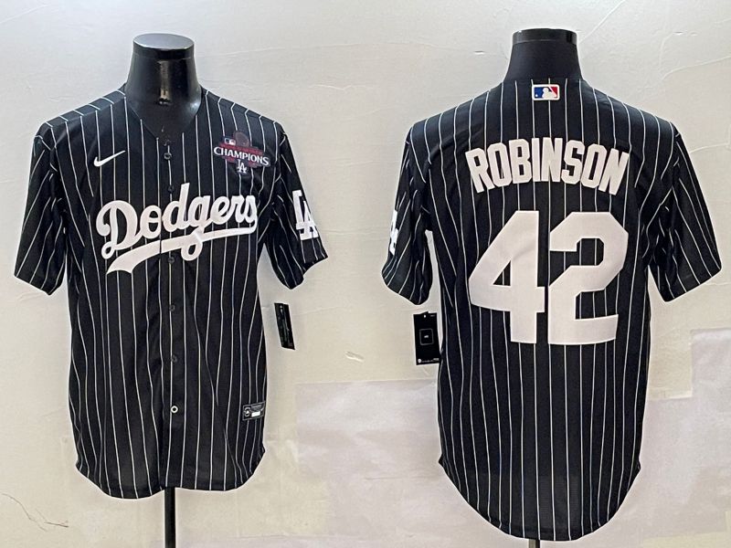 Men Los Angeles Dodgers #42 Robinson Black Stripe Jointly Name 2025 Nike MLB Jersey style 5->los angeles dodgers->MLB Jersey